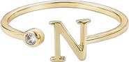 Adornia CZ & Initial Open Band Ring