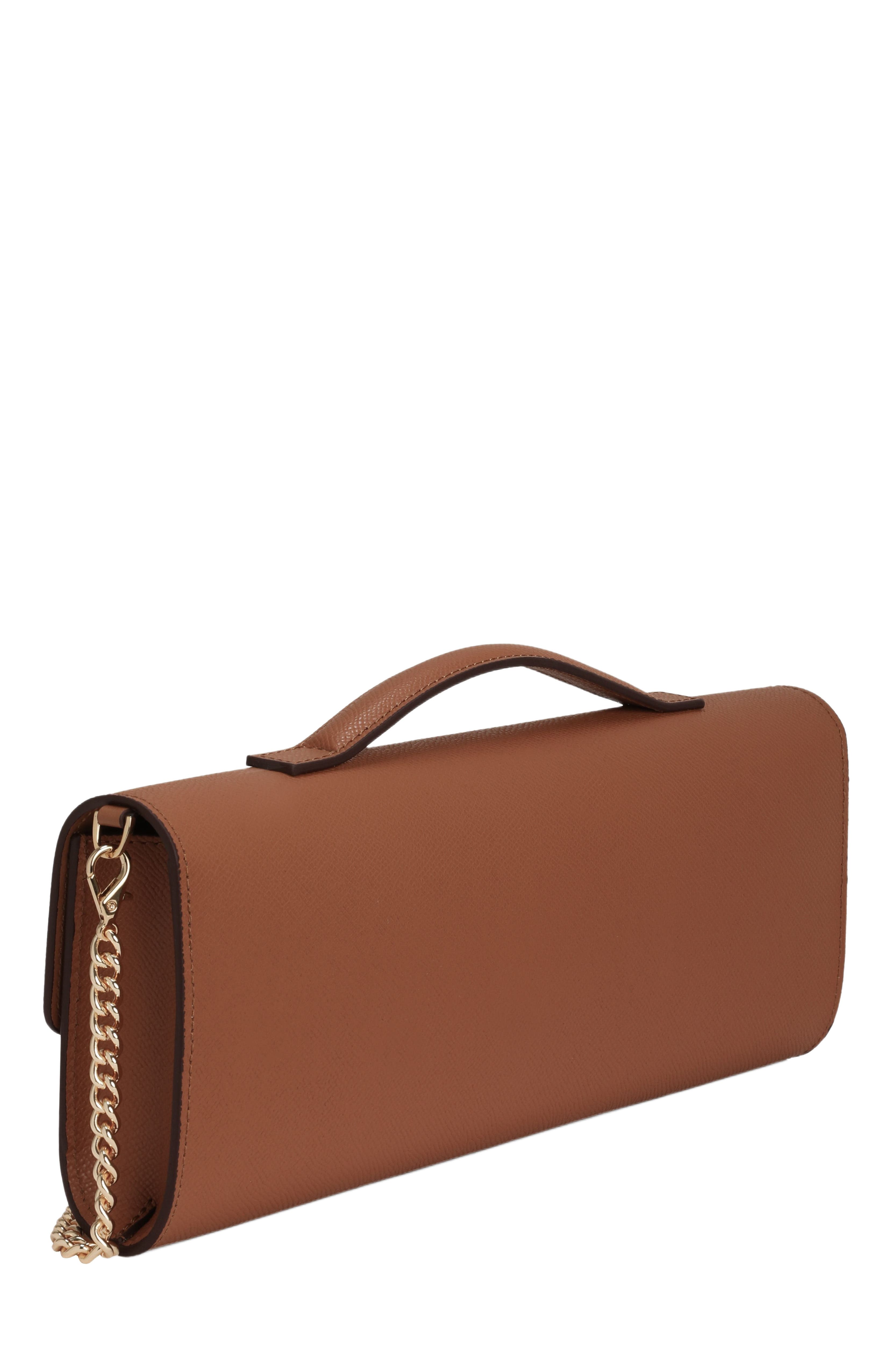 Top Handle Rectangle Leather Crossbody Bag, Alternate, color, BEIGE