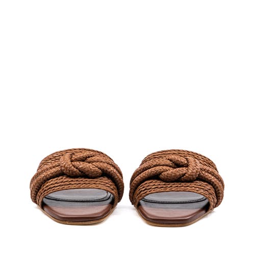 Andrea Gomez Denisse Raffia Slide Flat In Brown