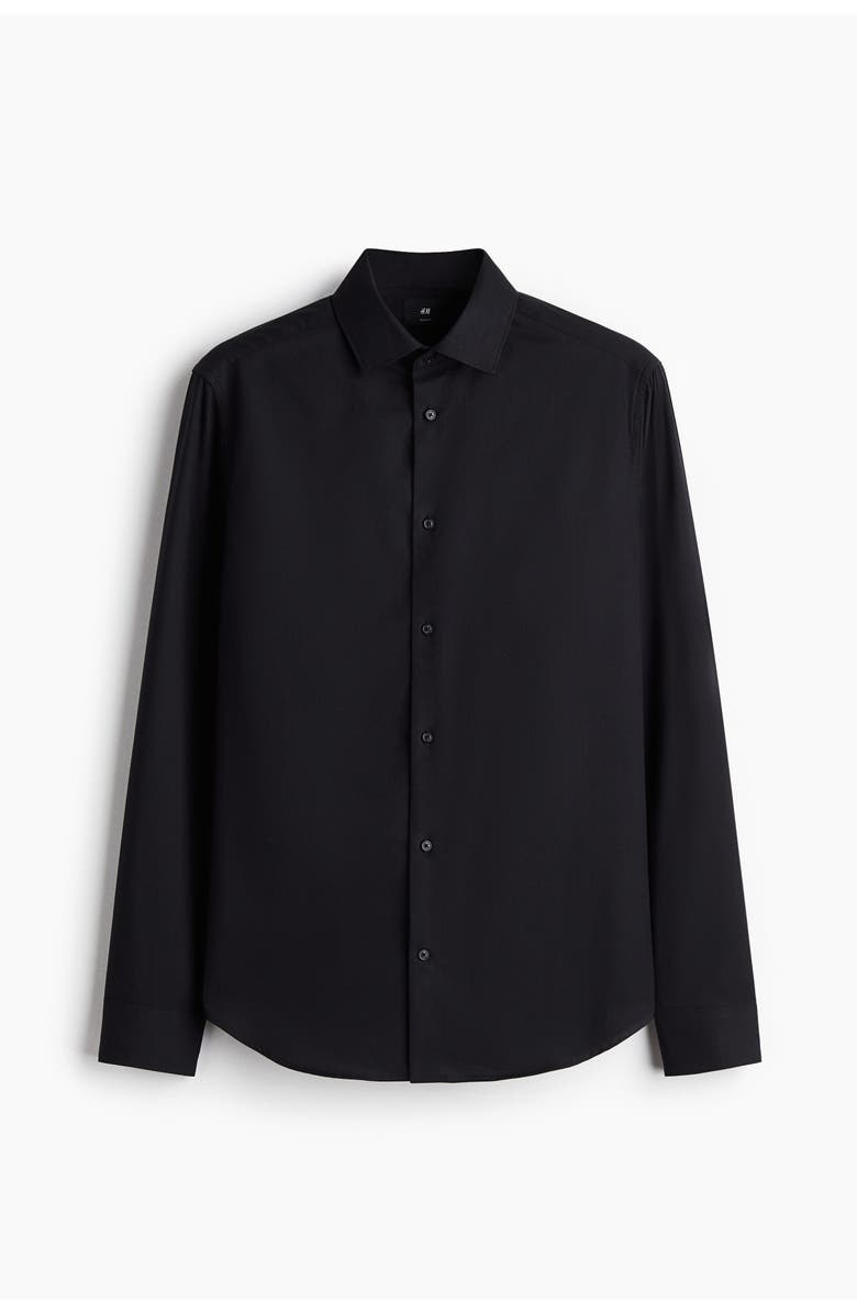 H&M Slim-fit cotton shirt, Alternate, color, Black