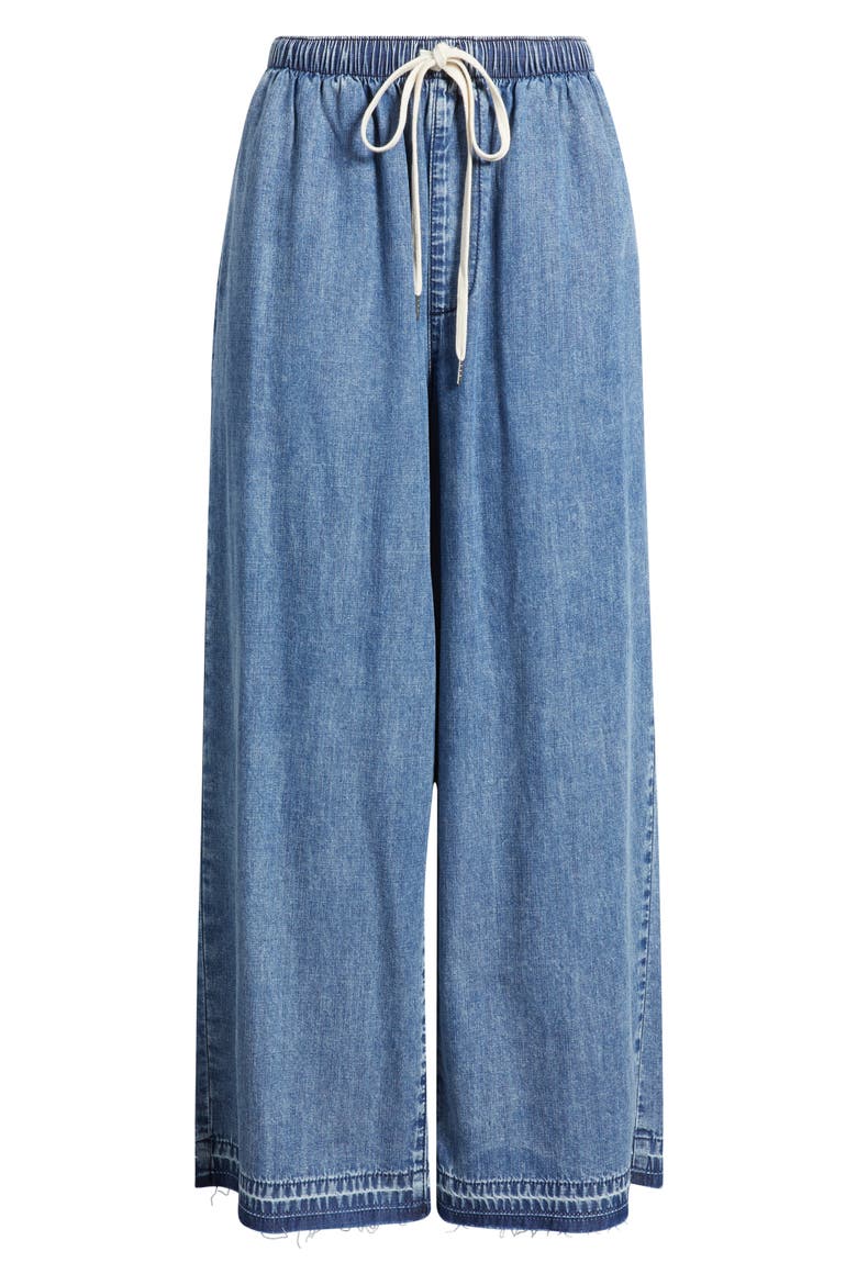 Drawstring Raw Hem Wide Leg Pants, Alternate, color, VINTAGE WASH