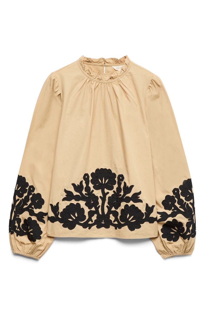 PER UNA BY M&S Floral Embroidered Mock Neck Top, Alternate, color, Brown