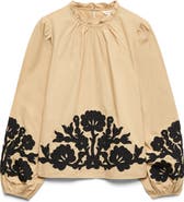 PER UNA BY M&S Floral Embroidered Mock Neck Top