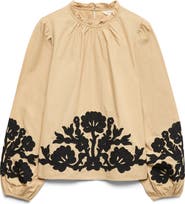 PER UNA BY M&S Floral Embroidered Mock Neck Top