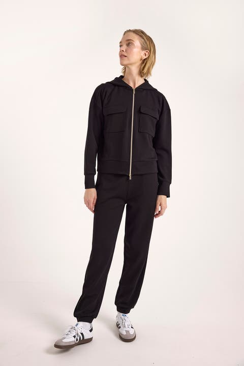 Patch Pocket Jersey Full Zip Hoodie