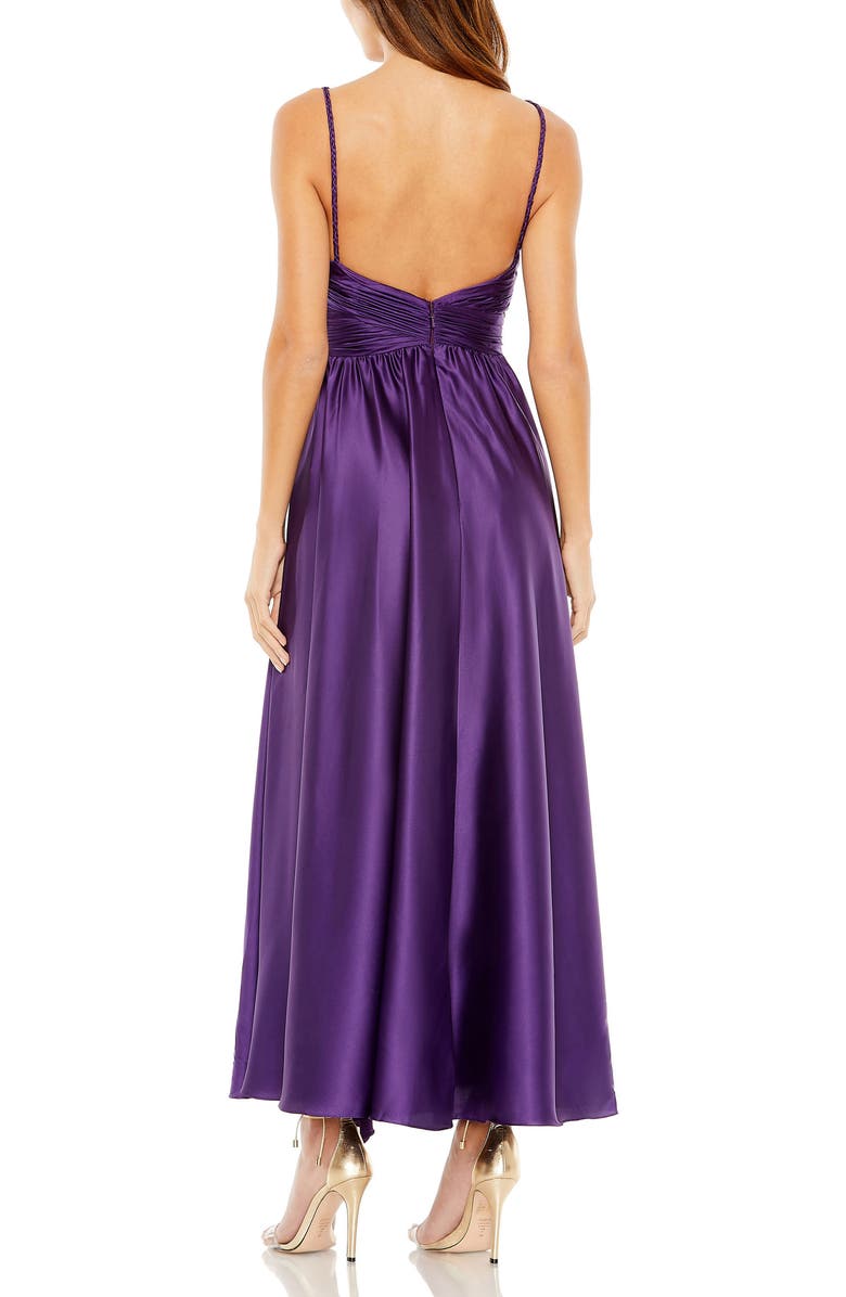 Mac Duggal Ruched Top Halter Gown, Alternate, color, Purple