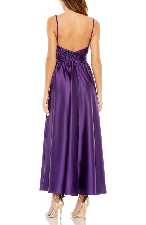 Mac Duggal Women's Pleated Charmeuse Halter A-line Gown In Purple