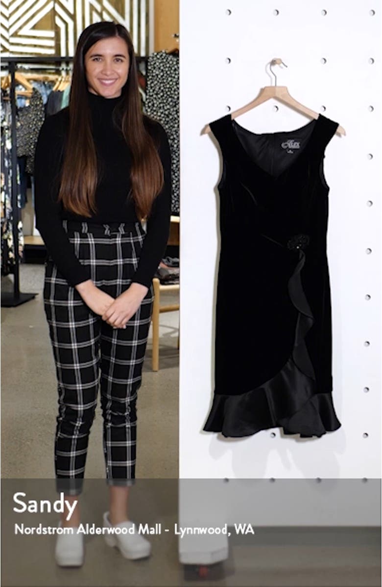 Satin Trim Velvet Cocktail Dress, sales video thumbnail