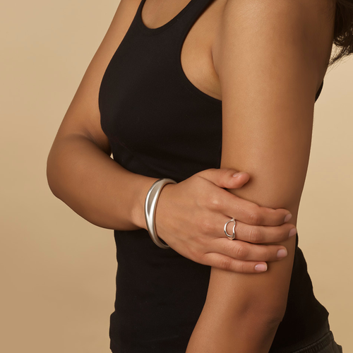 Nabs And Babs Hiba Cuff Bracelet In Silver