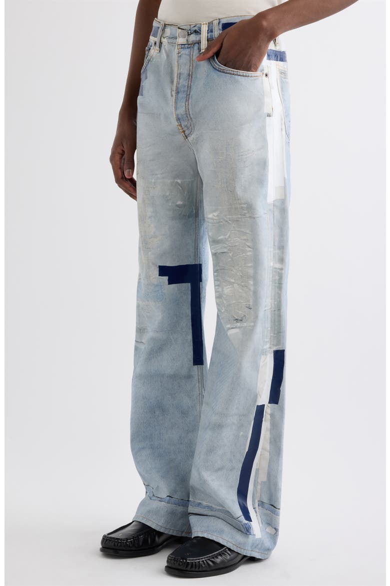 2021 Trompe l'Oeil Tape Loose Fit Wide Leg Jeans, Alternate, color, LIGHT BLUE