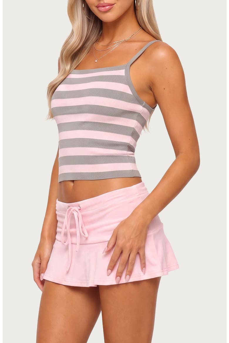 Harla Striped Knit Bandage Top, Alternate, color, PINK-AND-GRAY