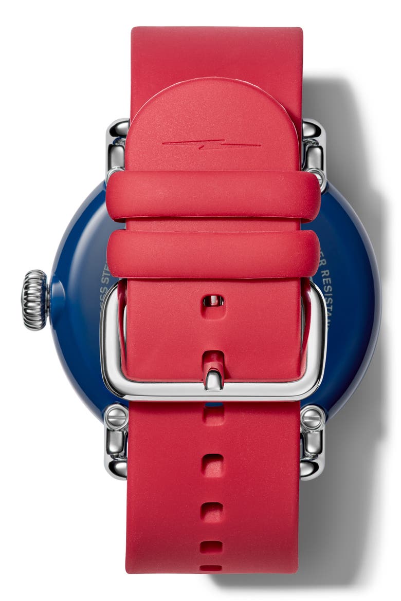 Detrola The Ace Silicone Strap Watch, 43mm, Alternate, color, RED/ WHITE/ MIDNIGHT BLUE
