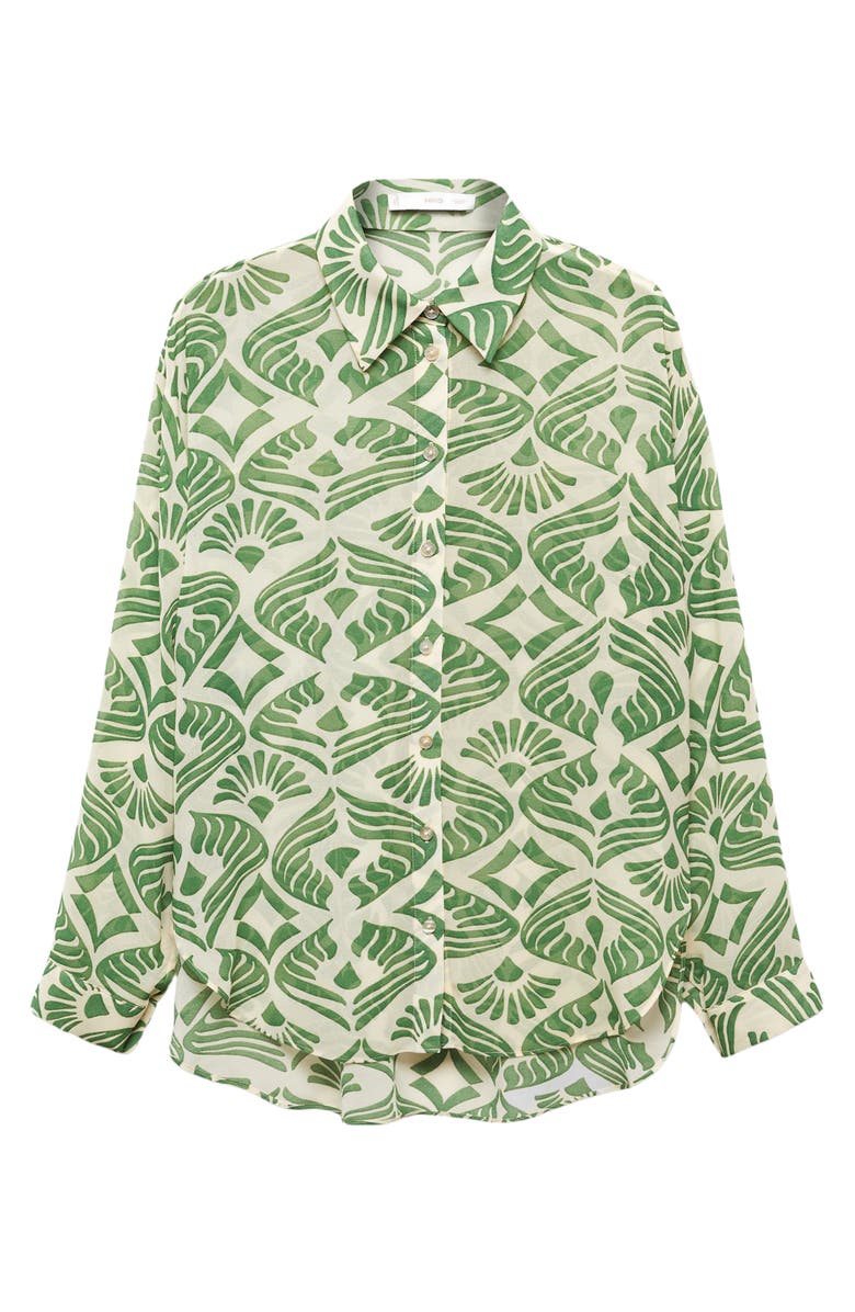 MANGO Print Cotton Button-Up Shirt, Alternate, color, 