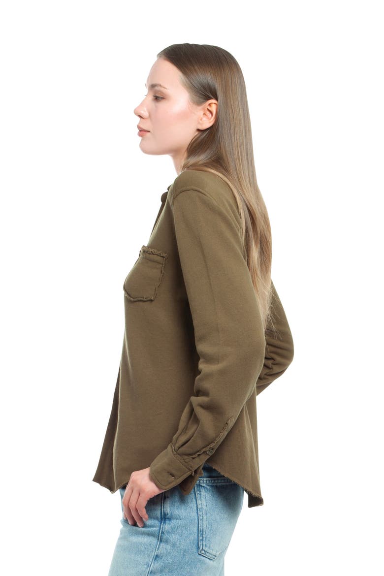 Button Front Sweatshirt, Alternate, color, Dark Fig