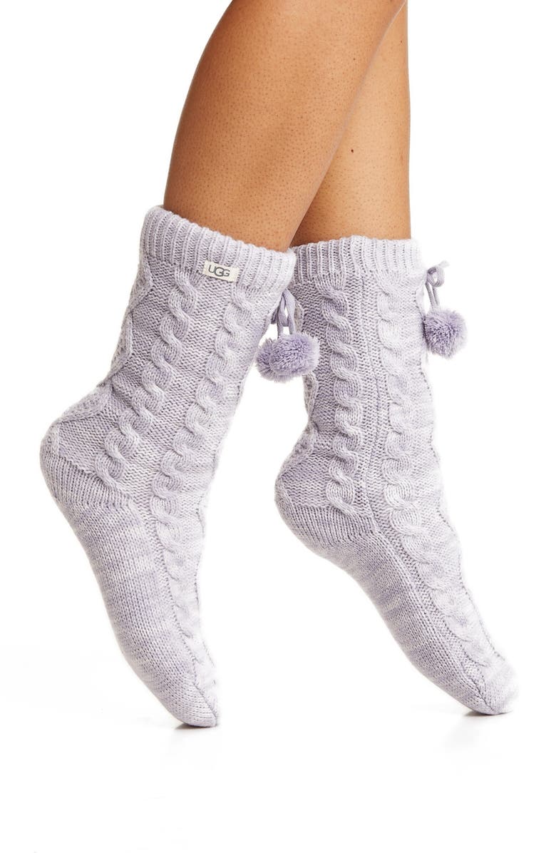 UGG<sup>®</sup> Pompom Fleece Lined Socks, Main, color,