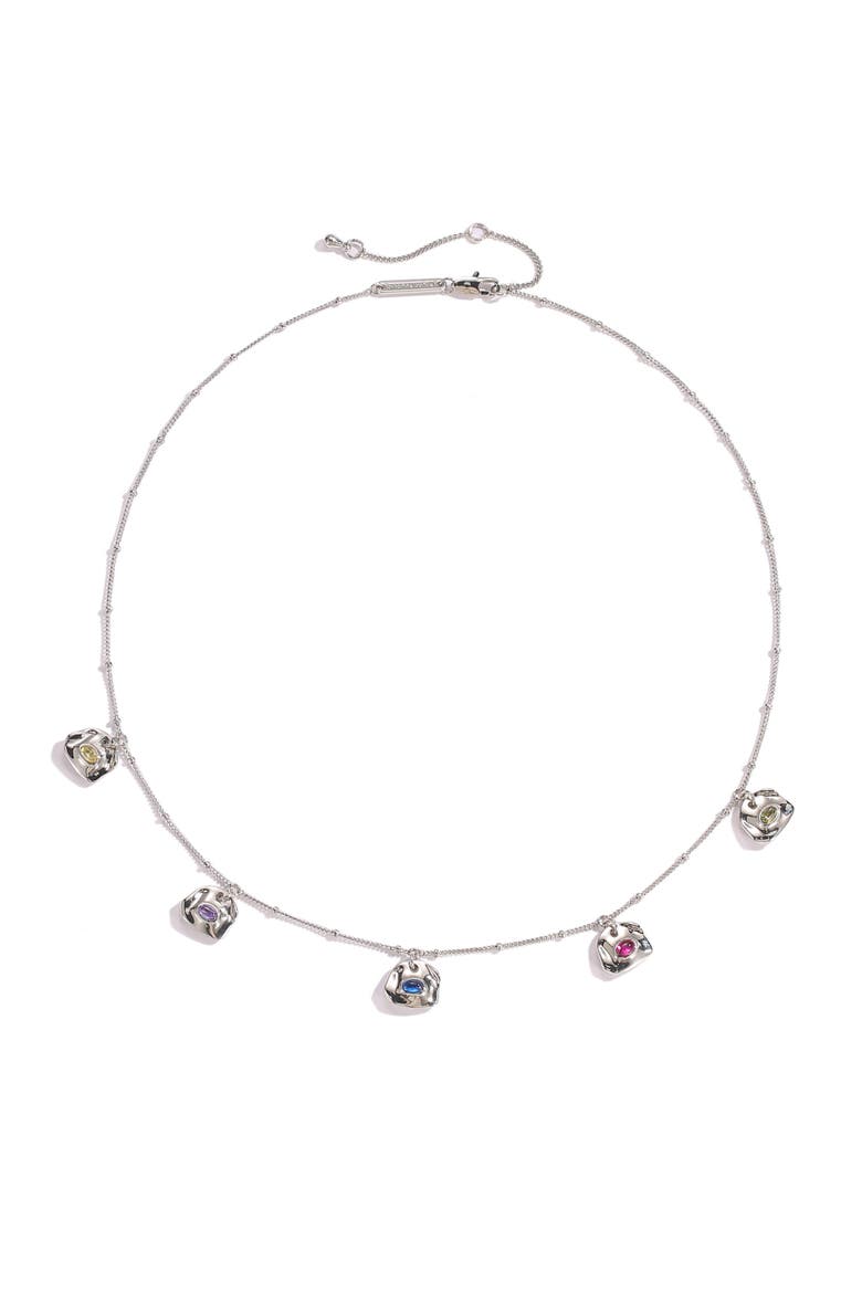 Iris Colored Cubic Zirconia Charms Necklace, Main, color, Silver