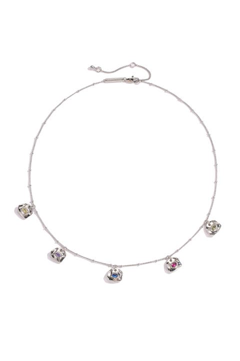 Iris Colored Cubic Zirconia Charms Necklace