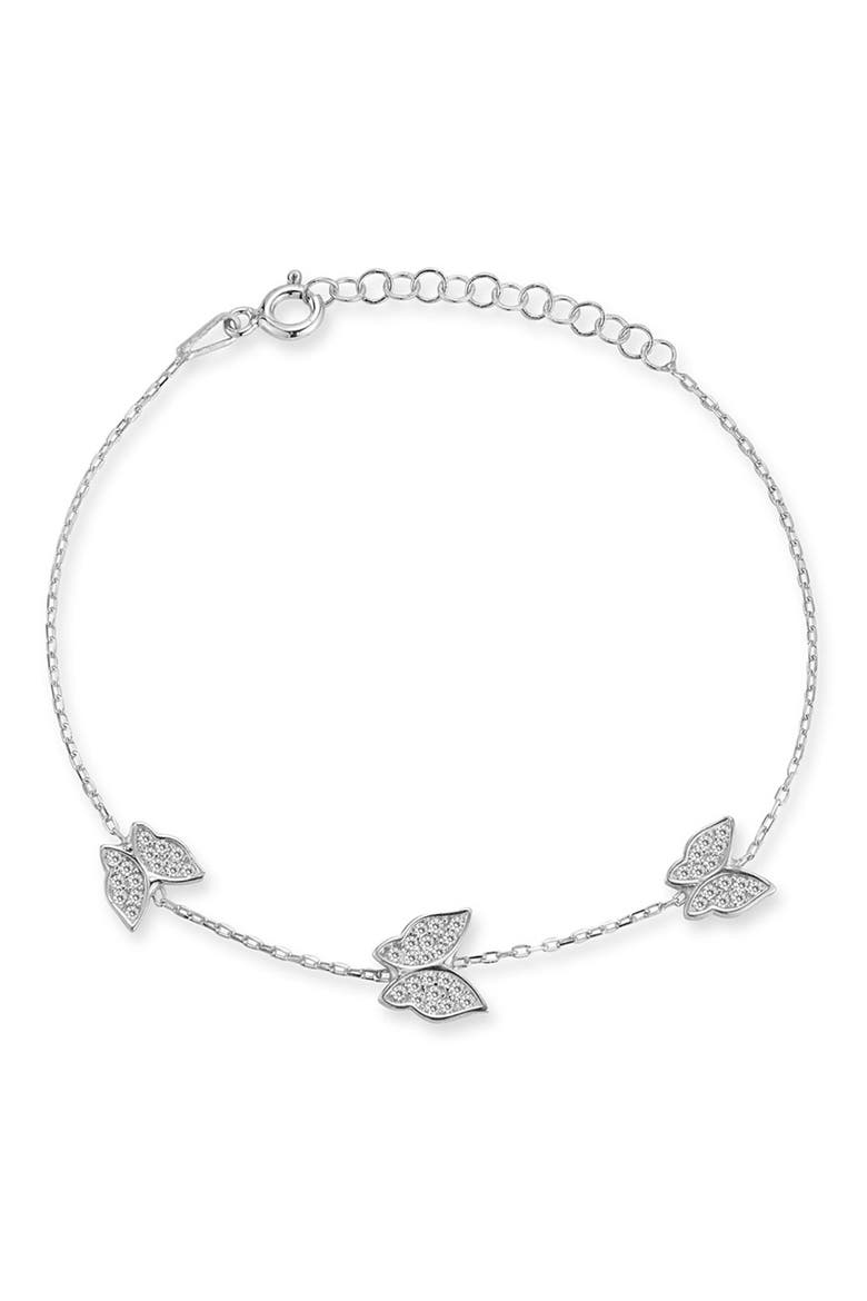 Sterling Silver & CZ Bufferfly Bracelet, Main, color, SILVER