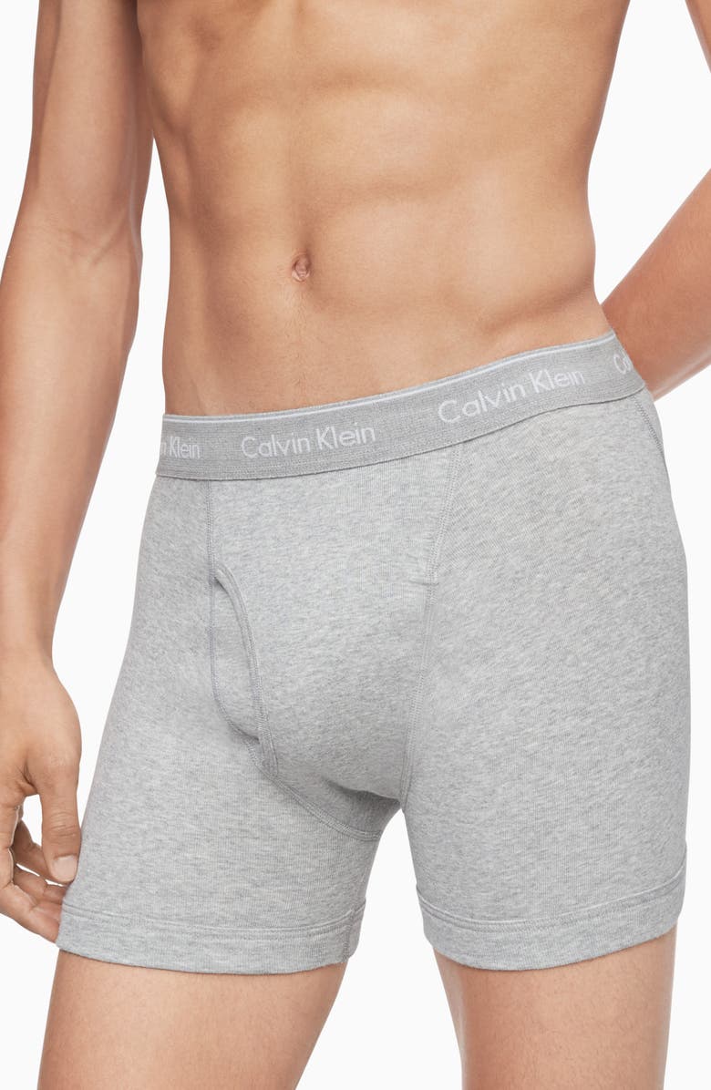 Calvin Klein Classics 3-Pack Cotton Boxer Briefs, Alternate, color, Heather Grey
