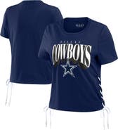 WEAR by Erin Andrews Women's WEAR by Erin Andrews Navy Dallas Cowboys Lace Up Side Modest Cropped T-Shirt