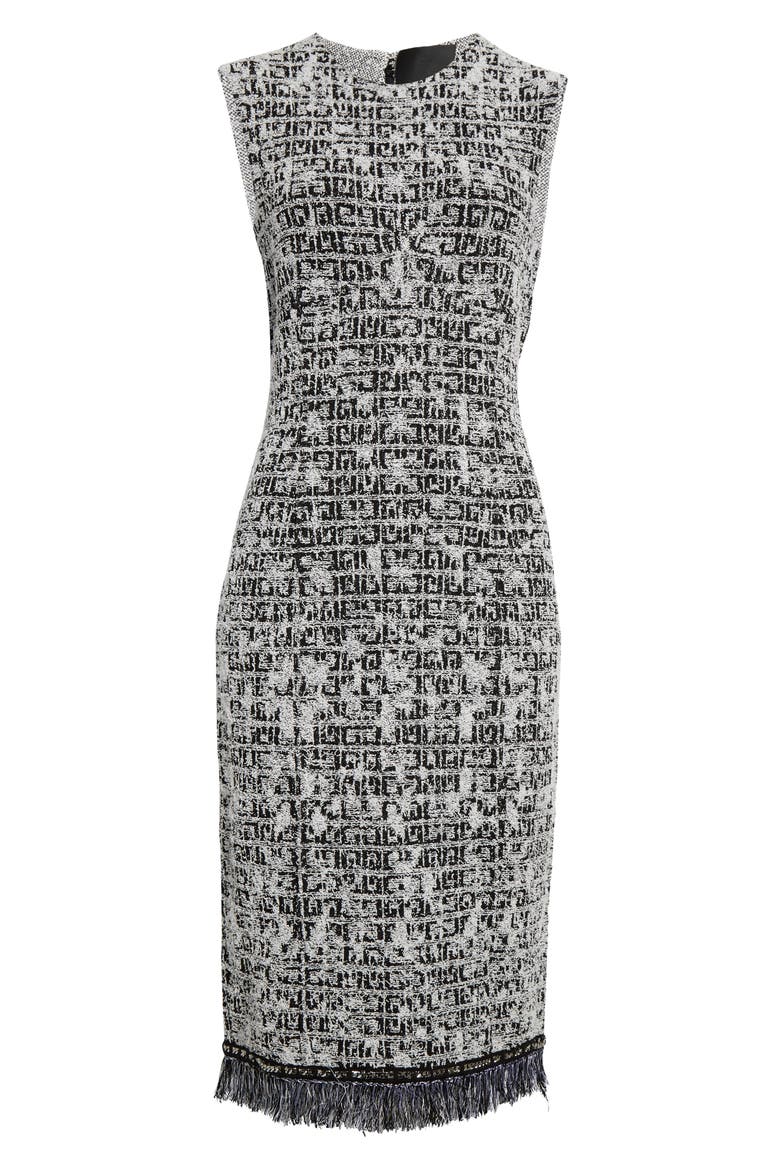 Tweed Sleeveless Sheath Dress, Alternate, color, BLACK/ WHITE