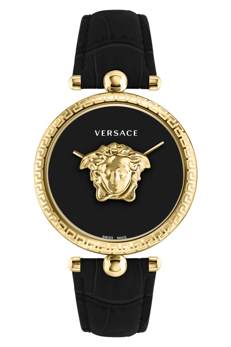 Palazzo Empire Two Hand Quartz Leather Strap Watch, 39mm, Main, color, GOLD