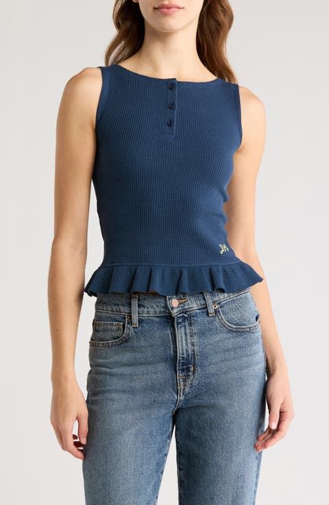 Hattie Waffle Weave Stretch Cotton Tank