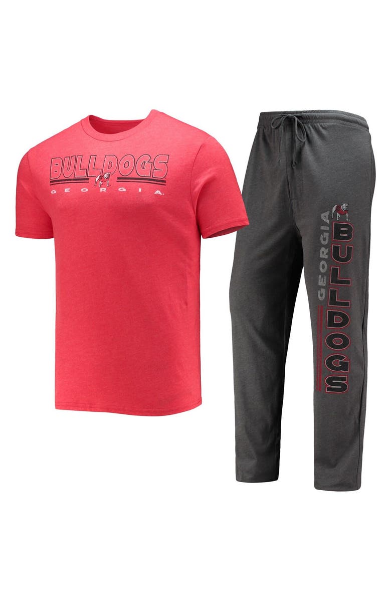 CONCEPTS SPORT Men's Concepts Sport Heathered Charcoal/Red Georgia Bulldogs Meter T-Shirt & Pants Sleep Set, Main, color, 