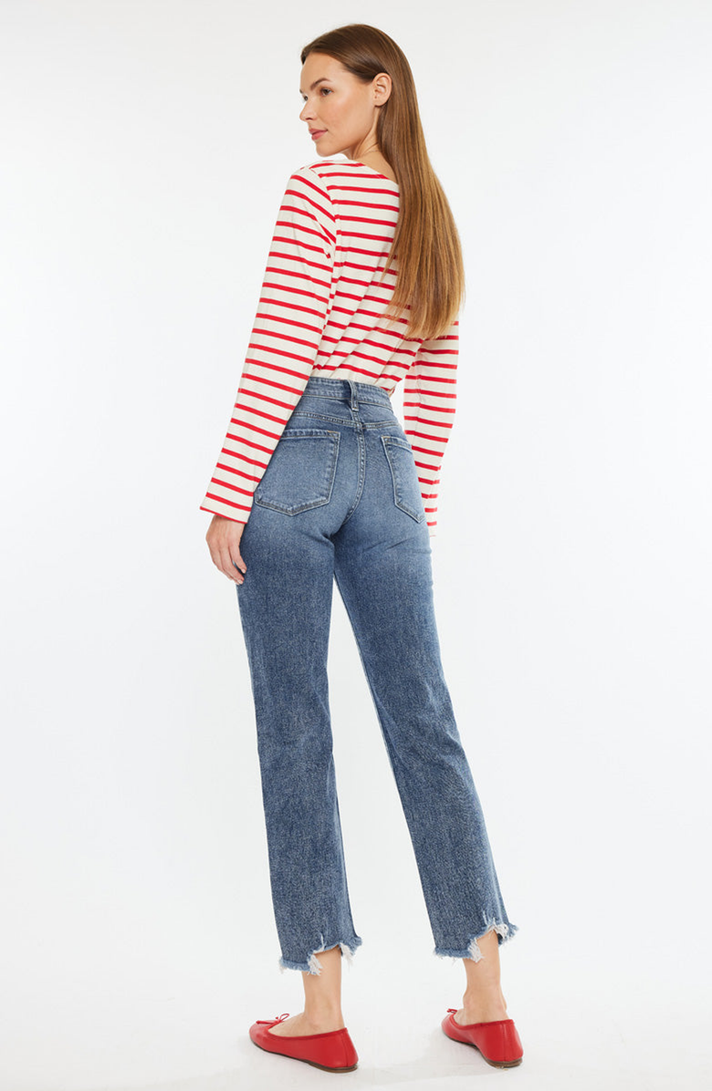 KanCan Kathrine Essentials High Rise Slim Straight Leg Jeans, Alternate, color, Dark Wash