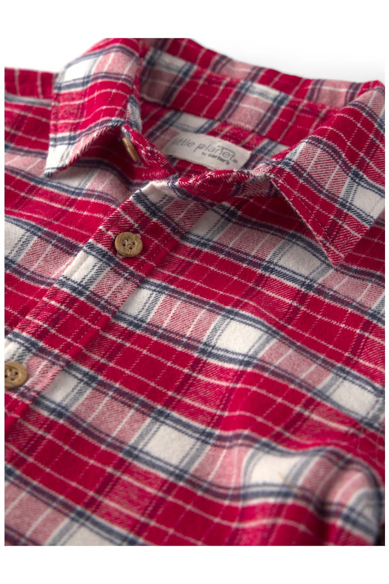 Kids' Organic Cotton Flannel Plaid Button-Up Shirt, Alternate, color, RED PLAID