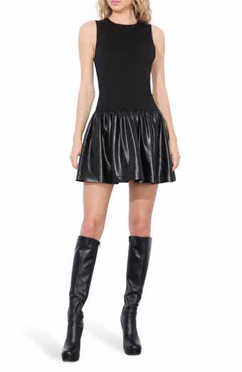 Alice + Olivia Ella Mixed Media Faux Leather Minidress