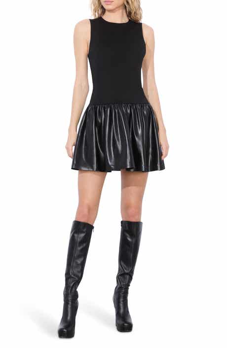 Alice + Olivia Ella Mixed Media Faux Leather Minidress