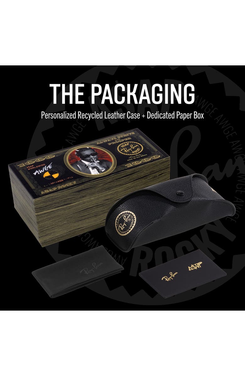 Ray-Ban x A$AP Rocky Blacked Out Mega Clubmaster 53mm Square Sunglasses, Alternate, color, Black On Gold/ Dark Grey