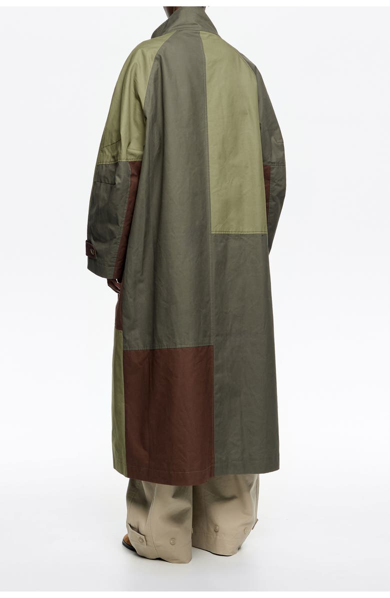 Bimba y Lola Patchwork Maxi Trench, Alternate, color, Khaki