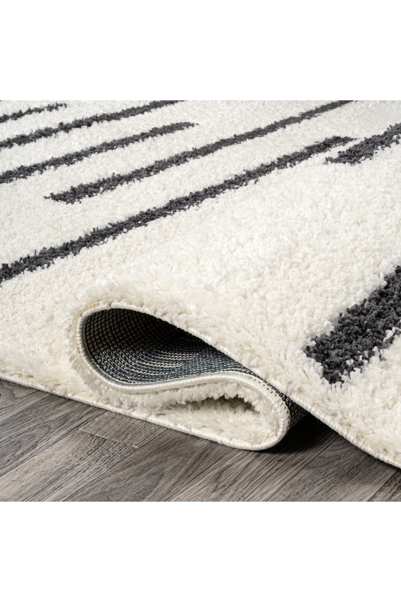 Alaro Berber Stripe Shag Area Rug, Alternate, color, White/Gray