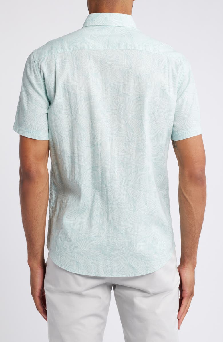 Faherty Breeze Short Sleeve Linen Blend Button-Up Shirt, Alternate, color, Icey Mist Leaf