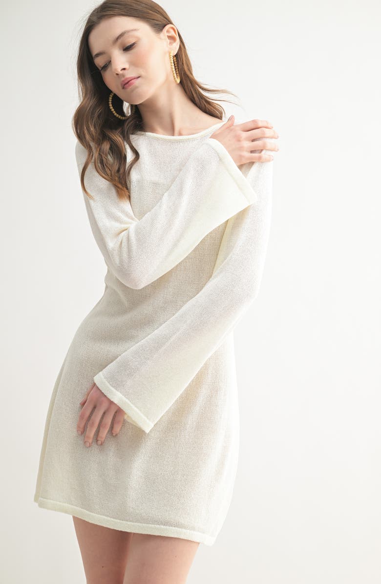 Lush Long Sleeve Cover-Up Dress, Alternate, color, Cream