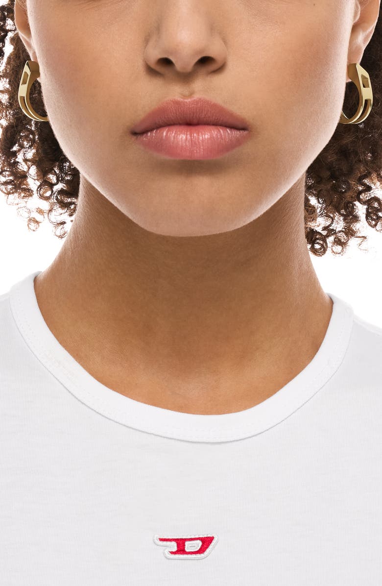 DIESEL<sup>®</sup> D Logo Hoop Earrings, Alternate, color, Gold