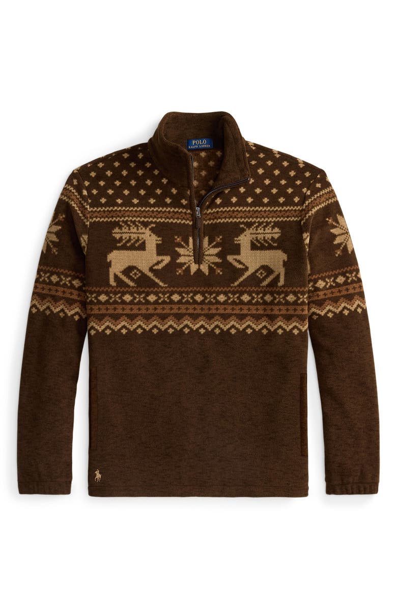 Polo Ralph Lauren Fair Isle Brushed Fleece Pullover, Alternate, color, Cascadia Fair Isle