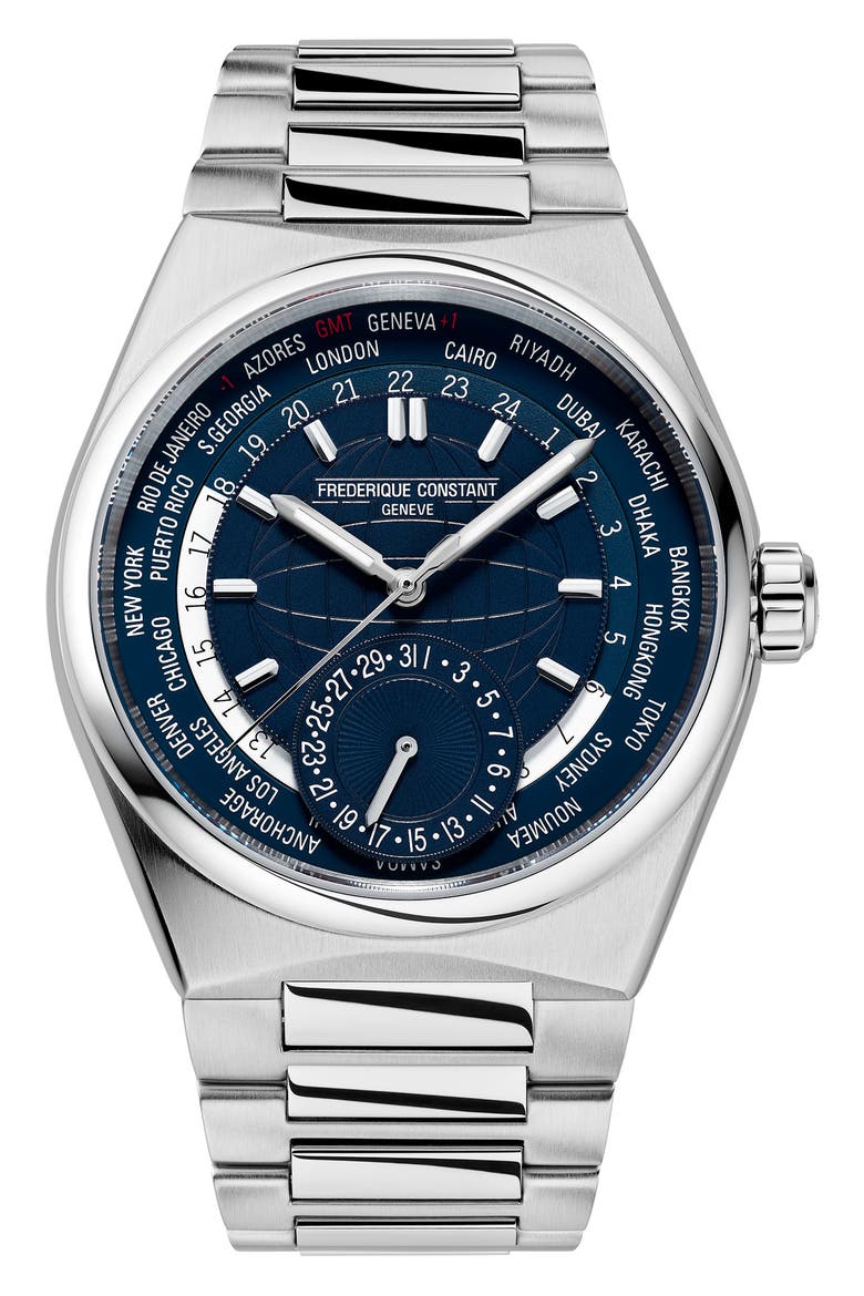 Highlife Worldtimer Manufacture Interchangeable Strap Automatic Watch, 41mm, Main, color, SILVER-TONE