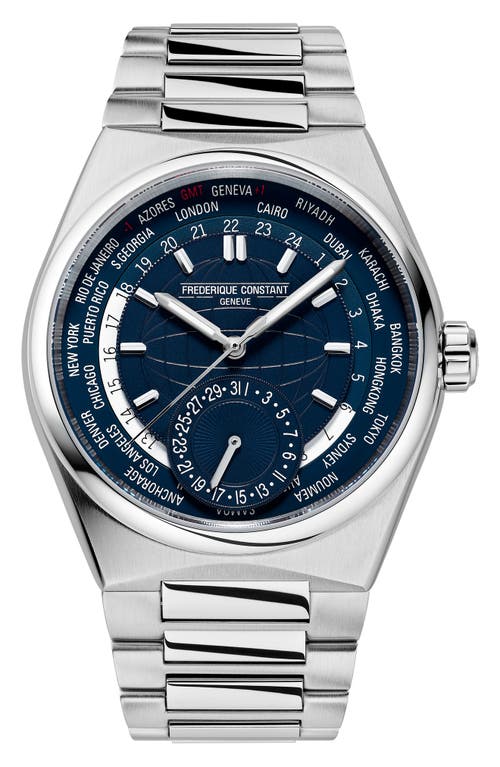 FREDERIQUE CONSTANT Highlife Worldtimer Manufacture Interchangeable Strap Automatic Watch, 41mm in Silver-Tone at Nordstrom