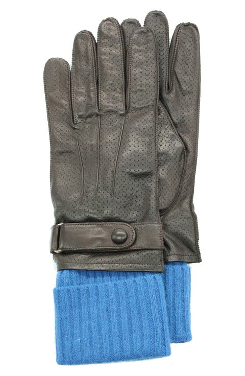 Knit Cuff Leather Gloves