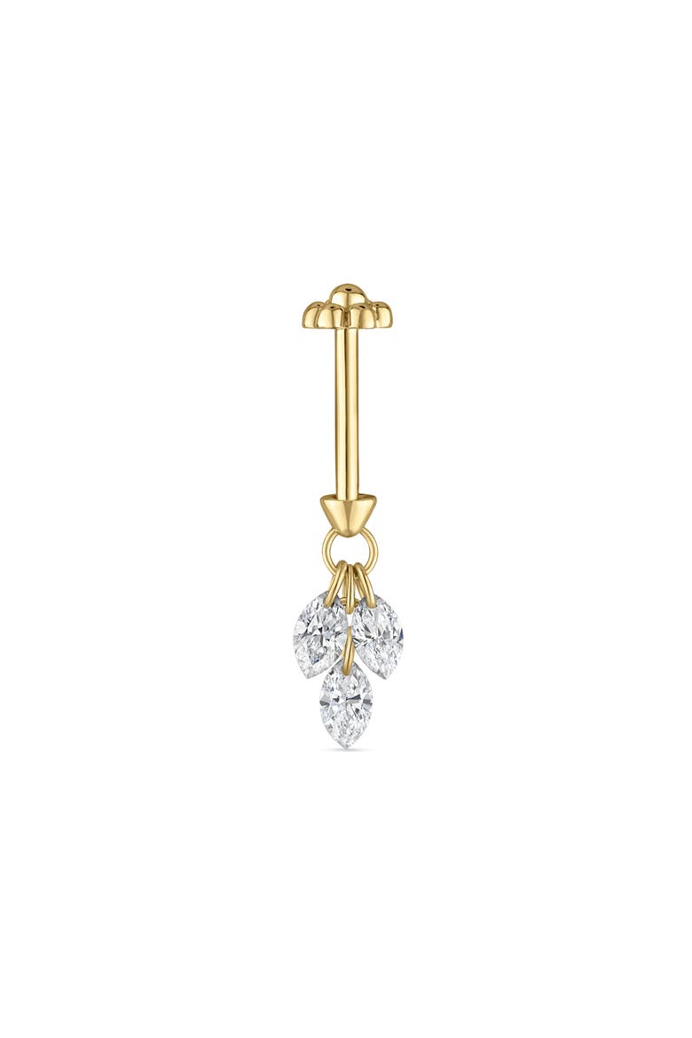 Floating Diamond Plume Threaded Charm Earring, Alternate, color, YELLOW GOLD