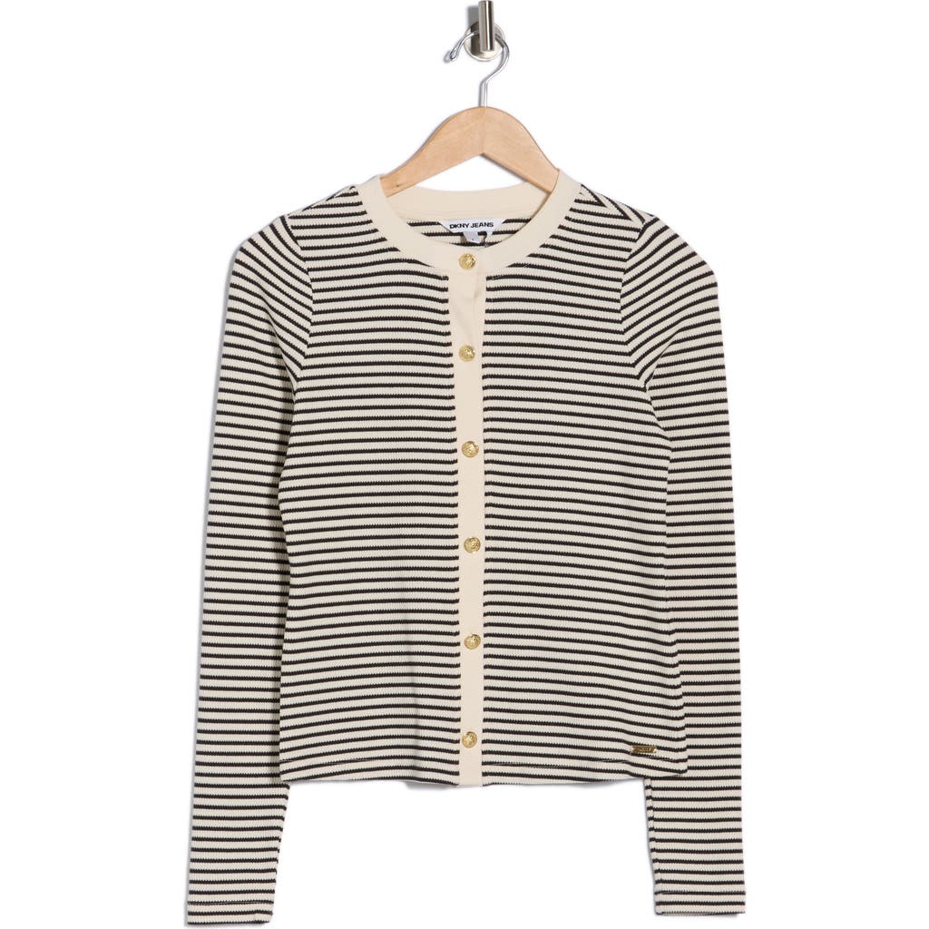 Dkny Jeans Rib Knit Cardigan In Neutral