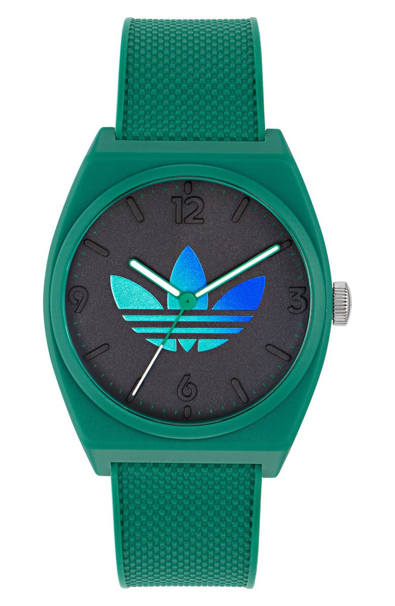 adidas Project Two Resin Strap Watch, 38mm, Main, color, Green