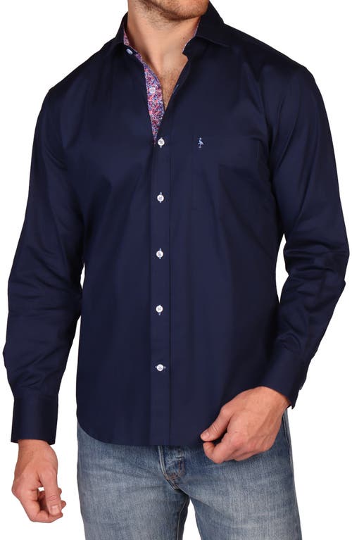 Tailorbyrd Classic Fit Stretch Cotton Button-down Shirt In Blue