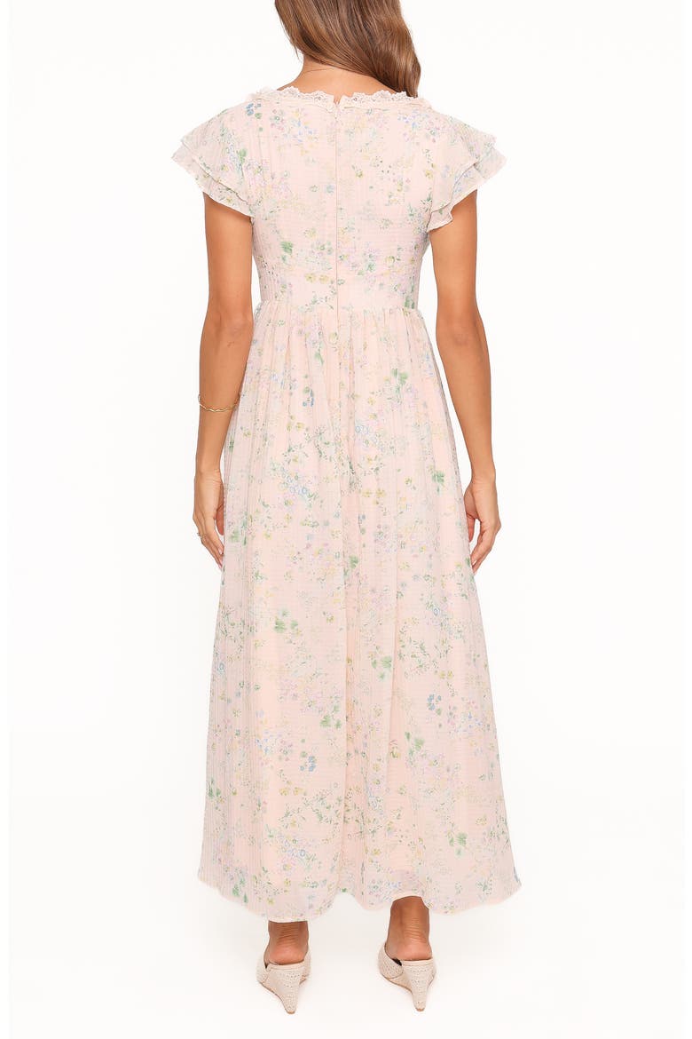 Angelica Floral Flutter Sleeve Maxi Dress, Alternate, color, PASTEL PINK FLORAL