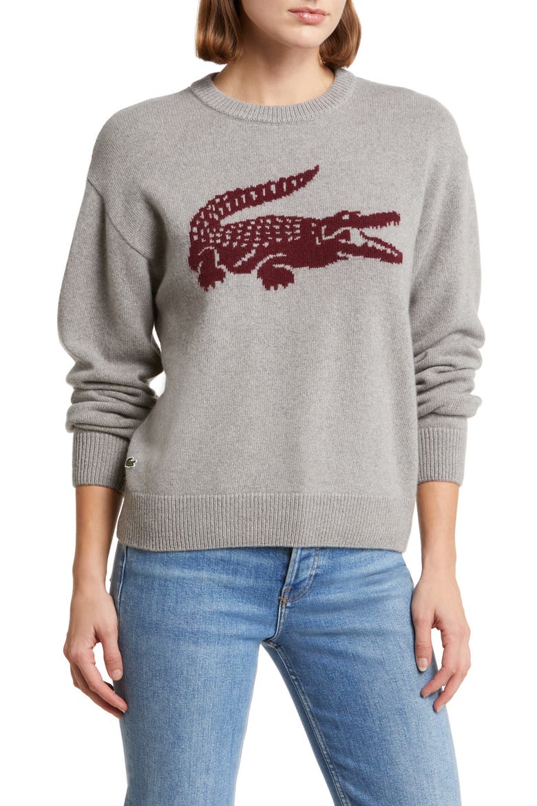 Big Croc Cashmere & Wool Crewneck Sweater, Main, color, IQ3 SILVER CHINE/ ZIN