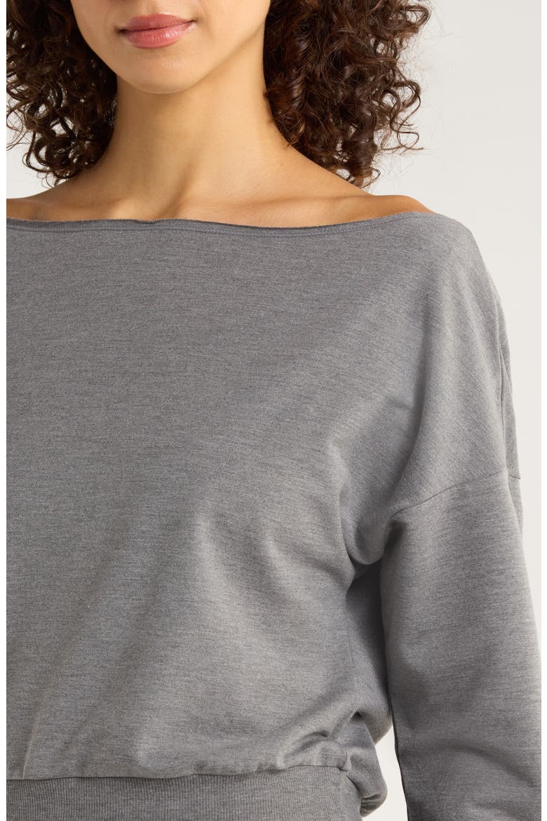 Flashdance Boat Neck Fleece Sweatshirt, Alternate, color, HEATHER SEEL GREY