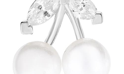 Sphera Milano Freshwater Pearl & Cubic Zirconia Cherry Stud Earrings In Silver